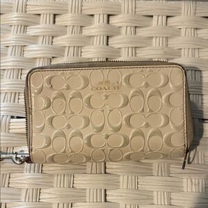 Coach Beige Embossed Women's Wallet